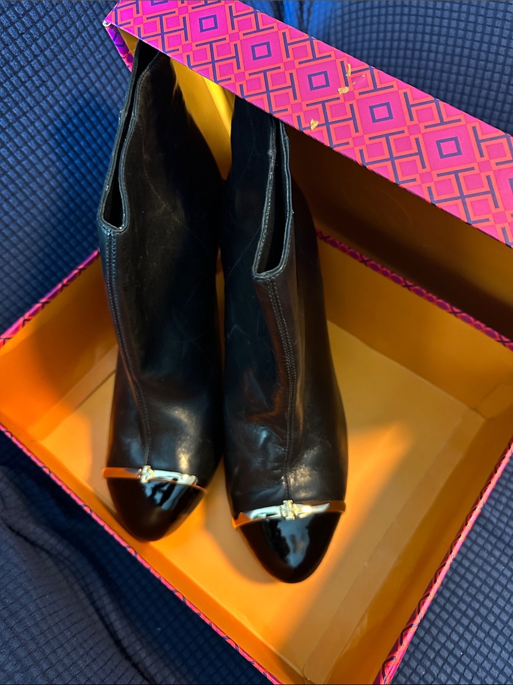 Tory Burch Black Women's Ankle Boots with Gold Accent